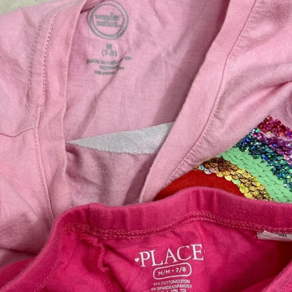 Wonder Nation Girls Pink Shirt & Biker Shorts Size M (7/8) - Picture 6 of 7